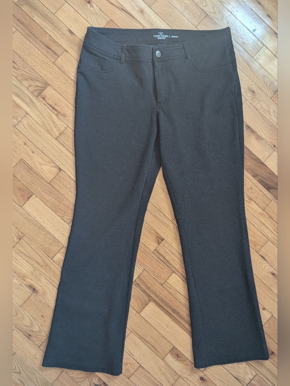 Women's Faded Glory Bootcut Knit Jeans Heathered Dark Grey Size 18 Average